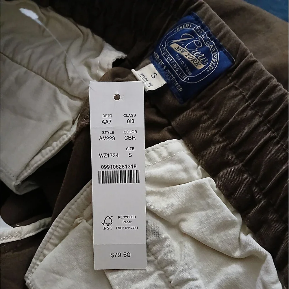 J.Crew Dock Pant Mens Small Abrasion-Resistant Cordura Slim Tapper Leg Brown NEW
